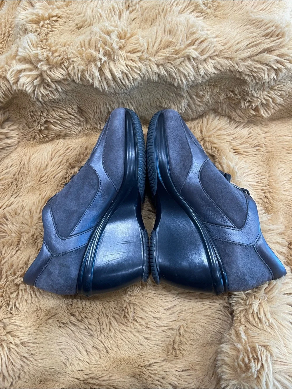 Hogan Gray Suede Wedge Lace-Up Sneakers